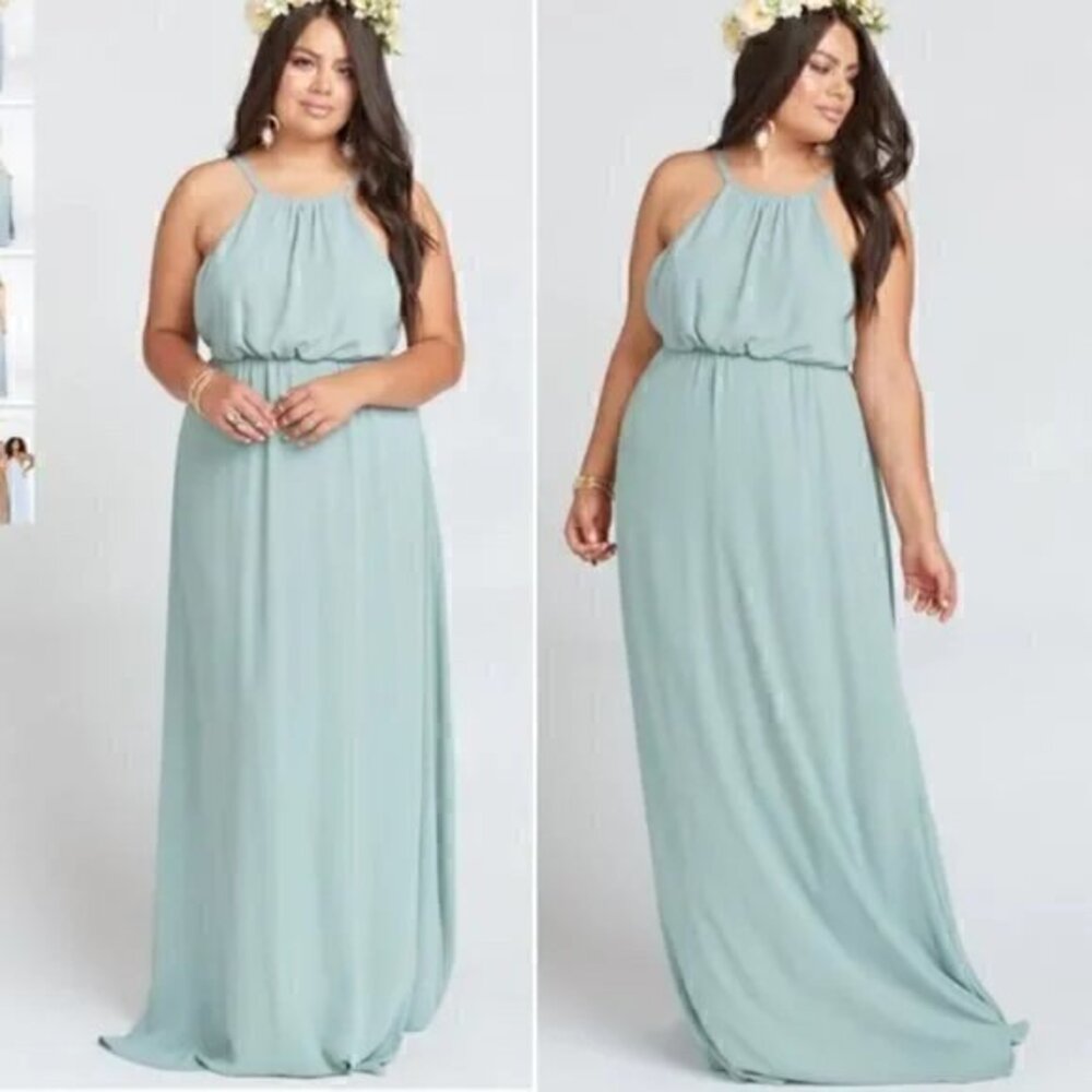 Show Me Your Mumu Amanda Maxi Bridesmaid Dress in Silver Sage Crisp Size XXL NWT - Picture 1 of 4